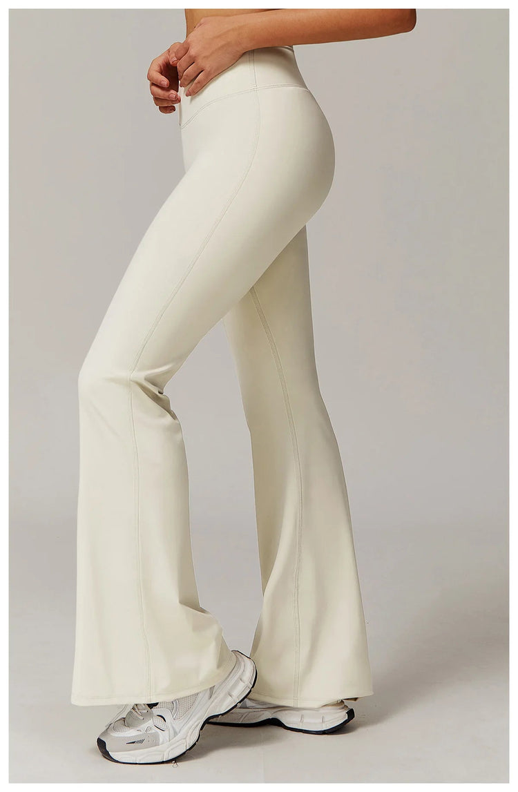 High Waist Wide Leg Pants Leggings Women Tights Fitness Bell-bottoms Yoga Elastic Leggings Push Up Gym Workout Flared Pants PlatiNum