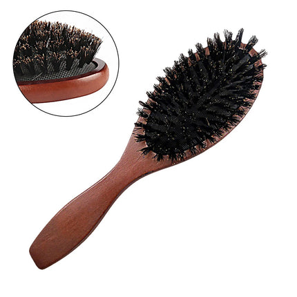 Natural Boar Bristle Brush Comb Anti-Static Oval Hairdressing Hair Styly Comb Wood Woman Hairbrush 2027