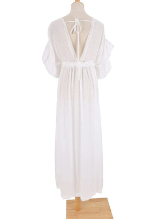 Costume da bagno donna taglie forti copricostume con scollo a V profondo costume da bagno Bikini Coverup abito lungo Kimono caftano diviso platinumshop