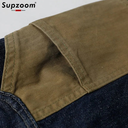 Supzoom New Arrival Hot Sale Top Fashion Autumn Zipper Fly Stonewashed Casual Patchwork Cargo Denim Pockets Cotton Jeans Men PlatiNum