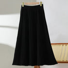 TLOML New Women's 100% Merino Wool Knitwear Wool Skirt Autumn Winter Long Pleated Skirt Grace Soft Warm Comfy Chic Dress Skirt PlatiNum