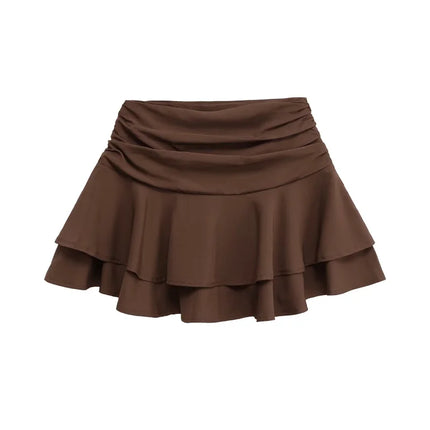 ETJ 2025 Sommer Damen Neue Mode Sexy Hot Girl Stil Rüschen gestapelt Dekoration Rock Hose Kurze Mid-Waist