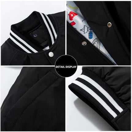 Winter Varsity Jacket Men Women Streetwear Basketball Jacket Fashion Casual Thick Parkas Men Korean Patchwork Couple Coat Button