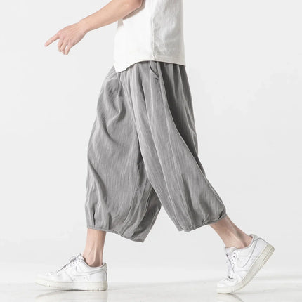 Pantaloni larghi estivi Vendite calde da uomo Harajuku Harem Pantaloni lanterna in cotone e lino Vintage Casual Giappone Samurai Pantaloni a gamba larga da uomo
