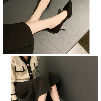 Donne Nuovi Sandali Con Tacco Medio Nero 6-8-10 cm A Punta Tacco Sottile Baotou Banchetto Scarpe Con Tacco Alto Scarpe Da Donna Tacones Mujer
