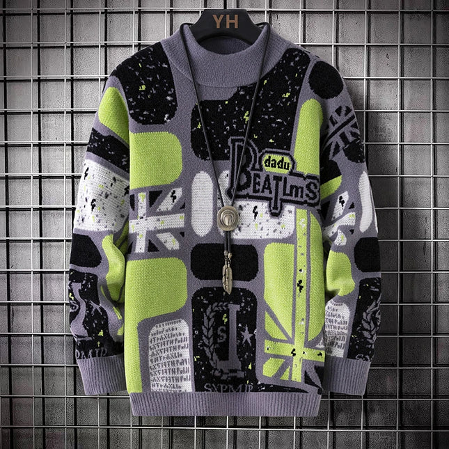 Men's fashion pullovers 2025 men winter Sweaters mens warm sweater O-neck custom pattern men sweaters autumn men size M-3XL