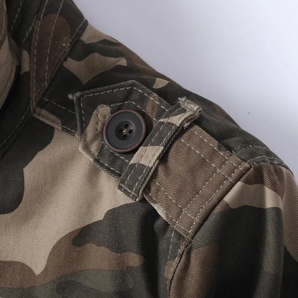 Vintage Style Men's Autumn Casual Jacket Tactical Camouflage Coat Stand Collar Outdoor Jacket Spring Outerwear