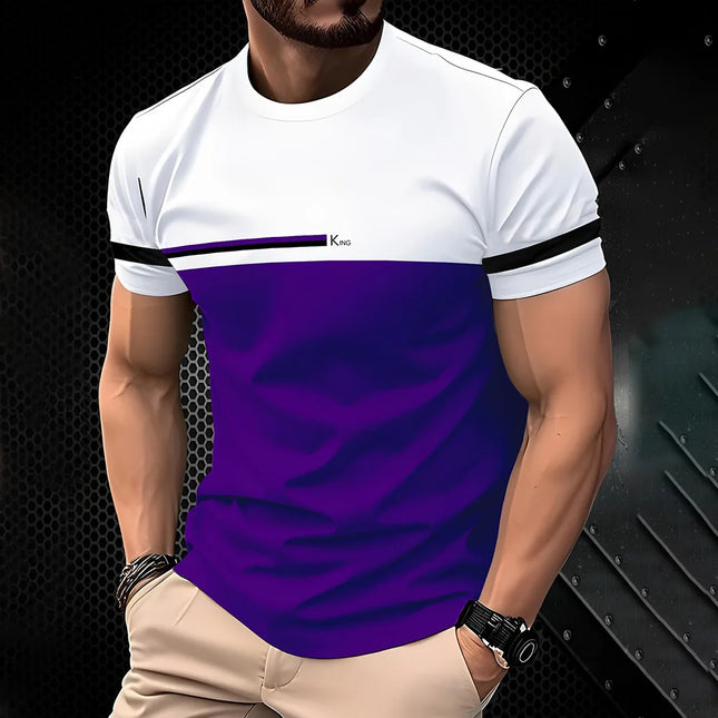 New Fashionable 3D Simple Striped Printed T-shirt For Men Urban Fashion Harajuku Round-neck Short-sleeved Comfortable Large Tops