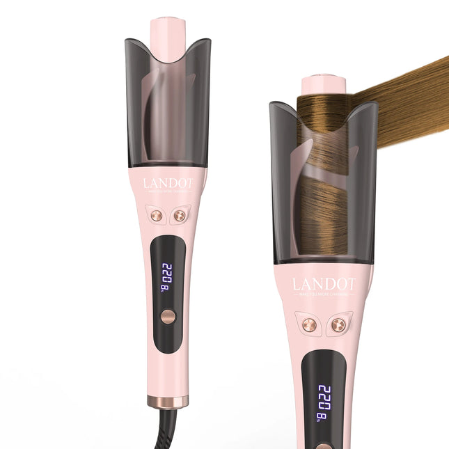 Automatic Rotating Hair Curler for Women 1" Anti-Tangle Dual Voltage | Ionic Ceramic, Salon Curls & Waves, Anti-Scald, Portable Lightweight, Home & Travel, 8 Temps 300-430°F for All Hair Types