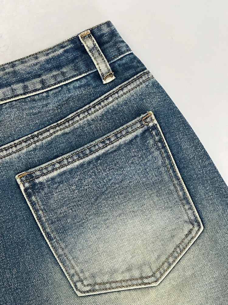 Shorts Female Jeans Women Jeans Denim Shorts Y2K Retro Slant Pocket Flared Hem Casual Wide Leg Summer PlatiNum