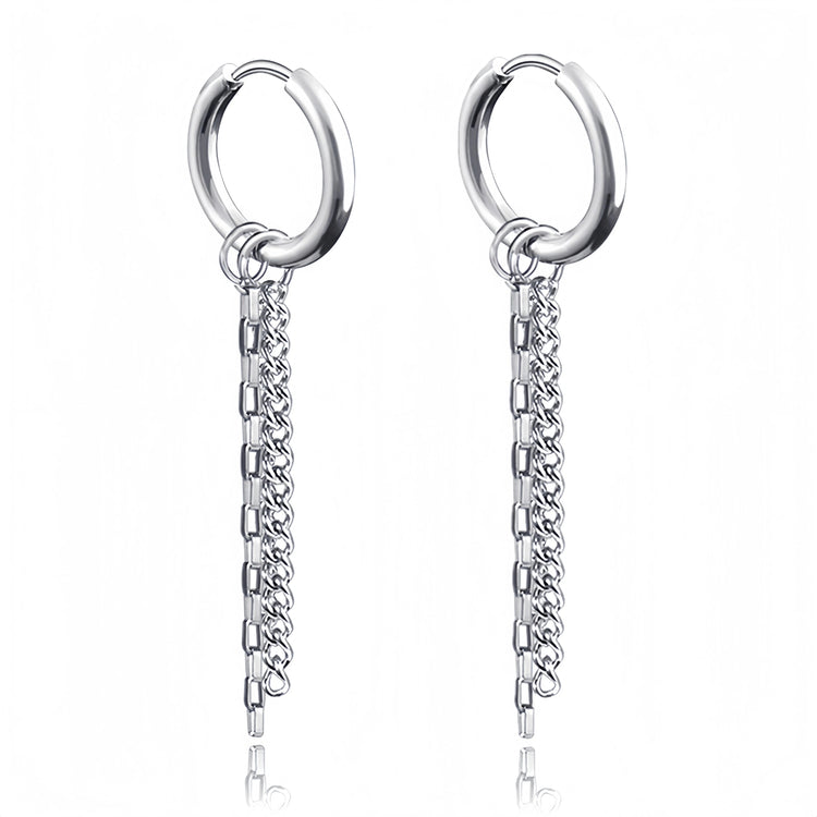 Long Hanging Crosses Leaves Pendants Hoops Woman Earrings Man Vintage Stainless steel Hip Hop Ear Piercing Jewelry Accessories PlatiNum