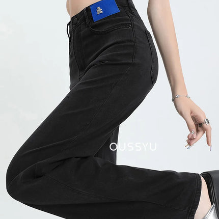 Nuova estate morbida Lyocell Jeans donna blu kaki bianco vita alta dritto sottile gamba larga pantaloni in denim Y2k abbigliamento femminile allentato 2XL