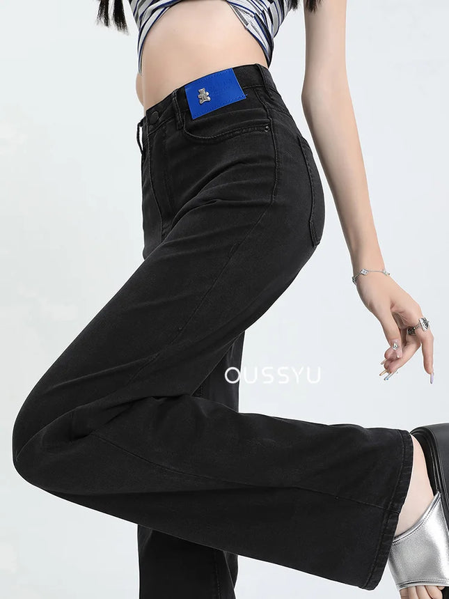 New Summer Soft Lyocell Jeans Women Blue Khaki White High Waist Straight Slim Wide Leg Denim Pants Y2k Loose Female Clothing 2XL