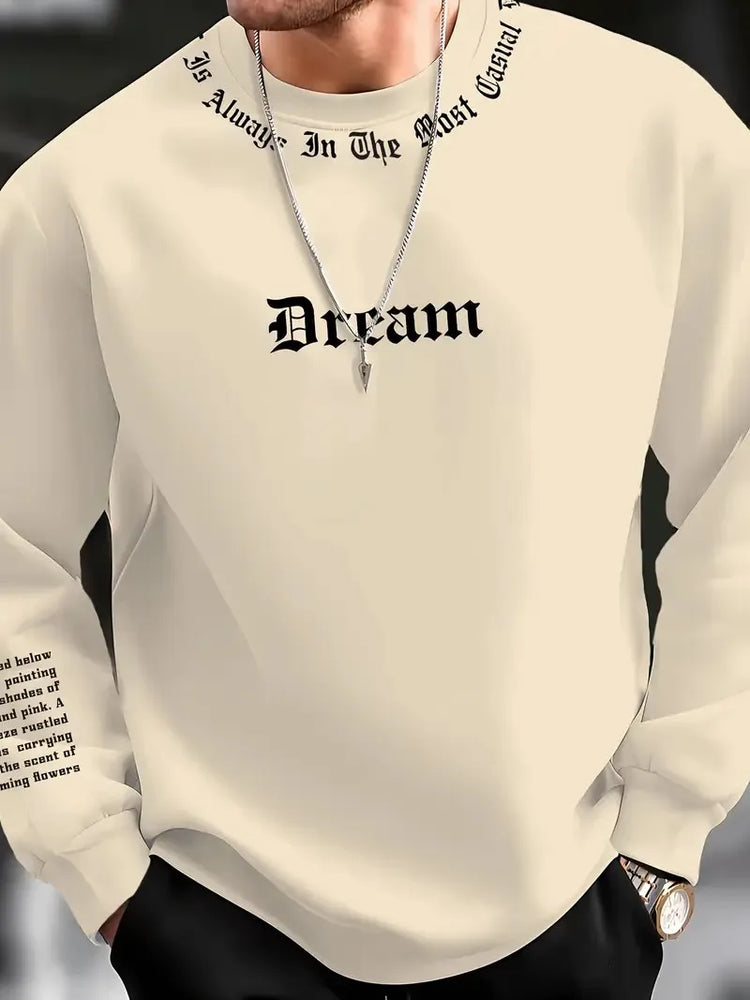The New Men's Round-Neck Hoodie for Spring and Autumn 2025 Features a Casual and Comfortable 3D Letter Print on the Street