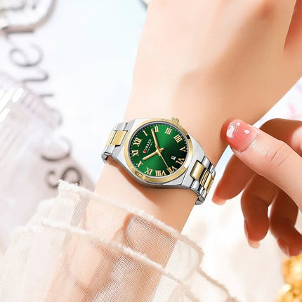 CURREN Orologio da donna, Orologi da donna, Orologi da donna, Abito alla moda impermeabile Bracciale in acciaio inossidabile Orologi analogici Data platinumshop