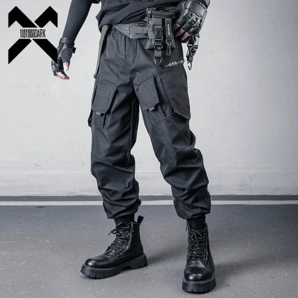 2026 New Streetwear Joggers Pants Men's Multi-Pockets Tactical Cargo Pant Black Utility Work Elastic Waist Casual Trousers