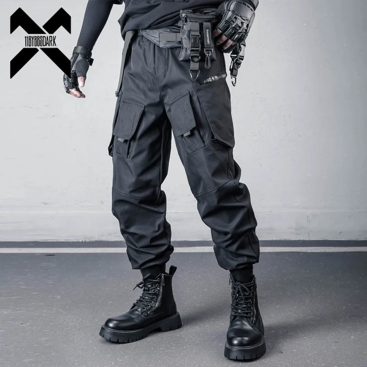 2026 New Streetwear Joggers Pants Men's Multi-Pockets Tactical Cargo Pant Black Utility Work Elastic Waist Casual Trousers