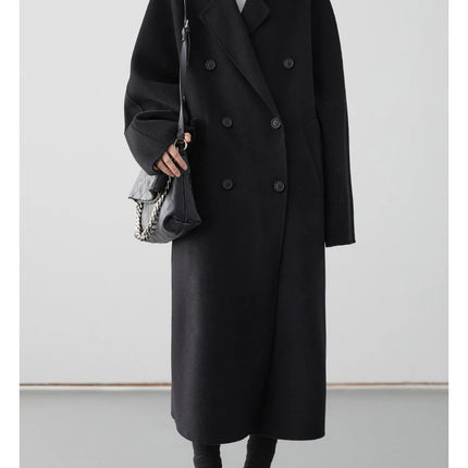CHIC VEN Women Long Double-sided Woolen Coats Retro Loose Female Overcoat Double Breasted Ladies Windbreak Autumn Winter 2026