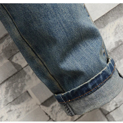 2024 New Retro Distressed Ripped Slim Jeans for Men Street Hip-hop Stretch Straight Fashion Motorcycle Denim Trousers Male PlatiNum