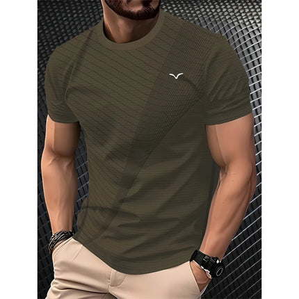 Men's Simple Fashion Striped Graphic T-shirt Summer Fashion Short Sleeve 3D Printed T-shirt Casual Oversized Crew Neck T-shirt