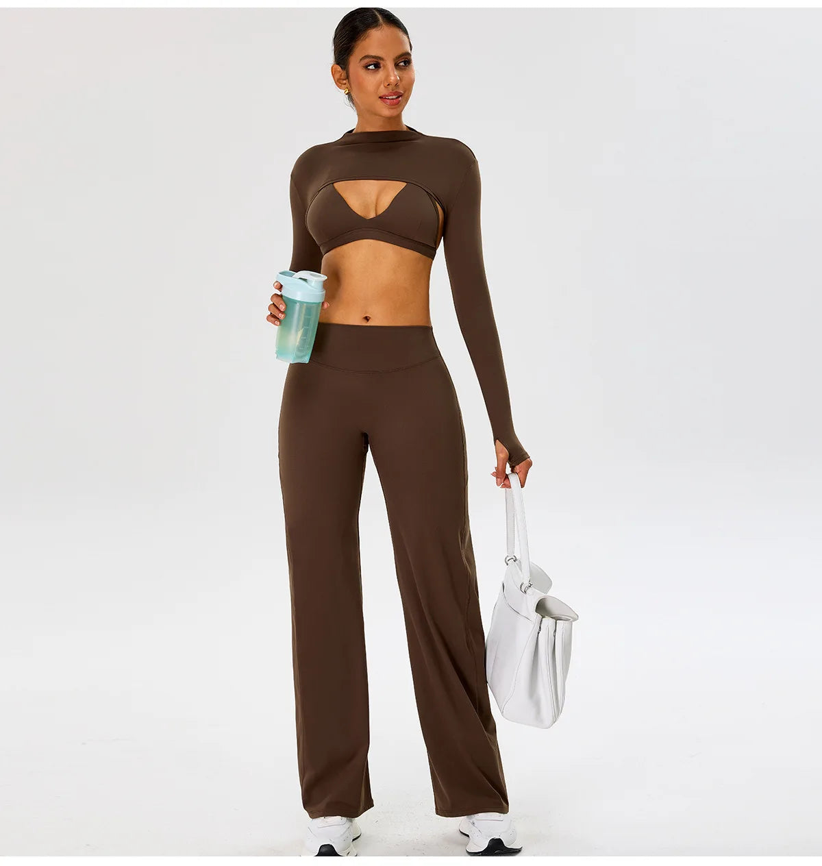 Women High Waist Wide Leg Pants Leggings Tights Fitness Bell-bottoms Yoga Elastic Leggings Push Up Gym Workout Flared Pants