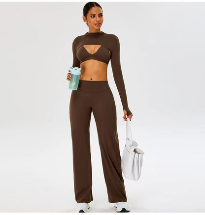 Women High Waist Wide Leg Pants Leggings Tights Fitness Bell-bottoms Yoga Elastic Leggings Push Up Gym Workout Flared Pants