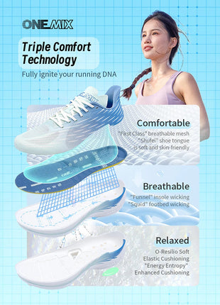 Scarpe da corsa con cuscino d'aria ONEMIX, sneakers sportive traspiranti per esterni, scarpe leggere da jogging e camminata PlatiNum