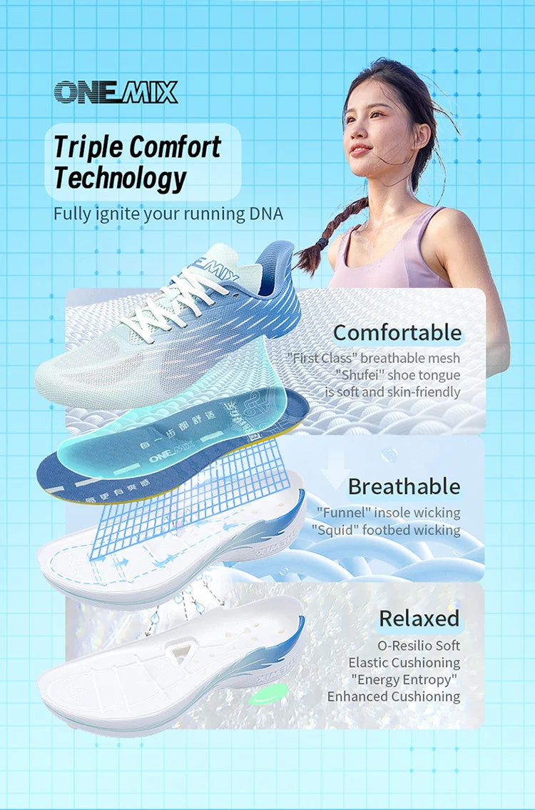 Scarpe da corsa con cuscino d'aria ONEMIX, sneakers sportive traspiranti per esterni, scarpe leggere da jogging e camminata PlatiNum