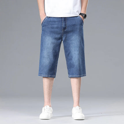 Nuovi Pantaloncini in Denim Sottili da Uomo Estate 2026, Morbidi e Confortevoli, Effetto Seta Ghiaccio, Vestibilità Ampia, Blu Chiaro e Blu Scuro, Taglie Grandi