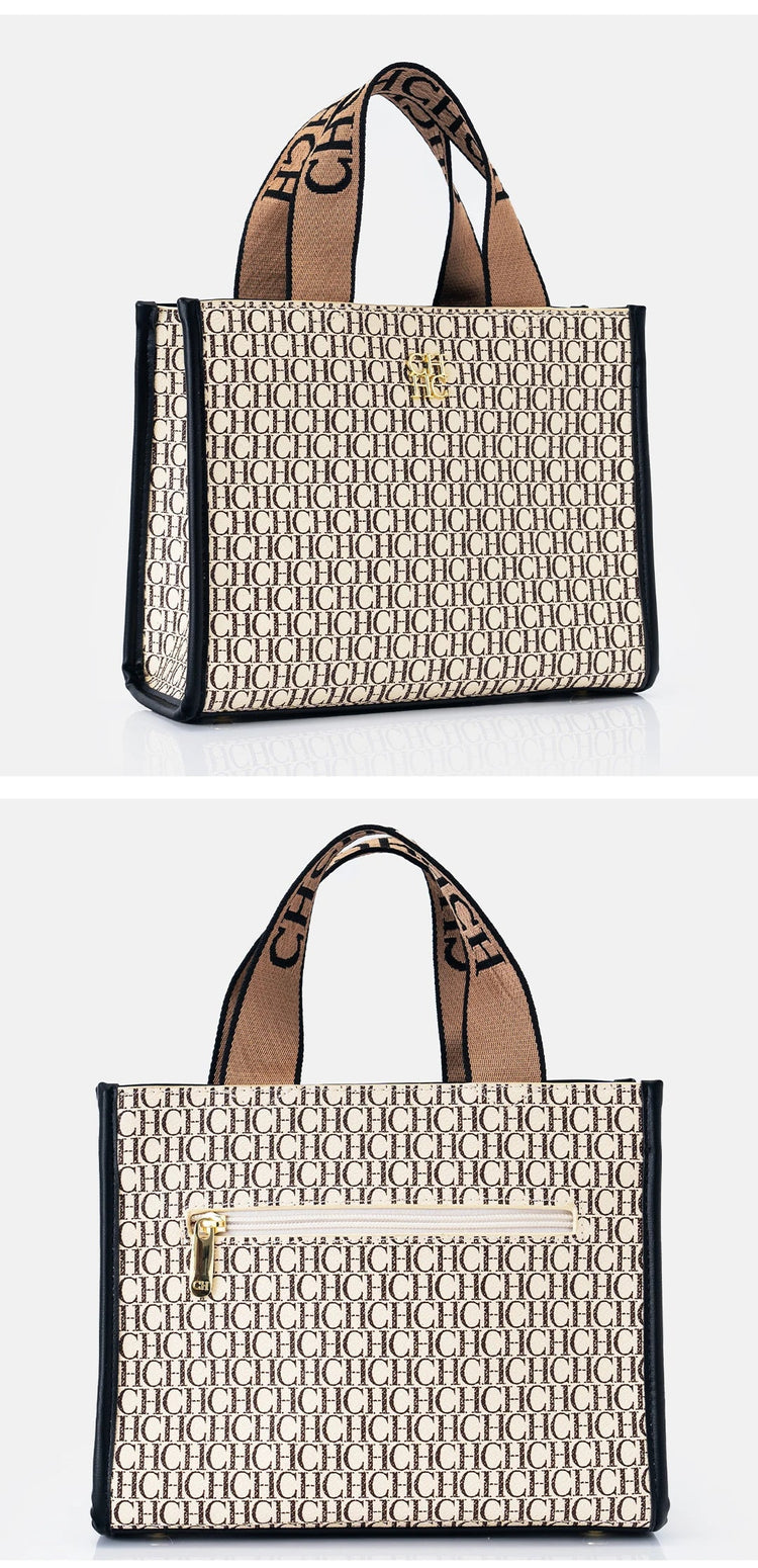 CHCH Fashion Monogram Print High Quality Metal Logo Casual Light Luxury Brand Designer 2025 New Women's Handbag bolsos mujer PlatiNum