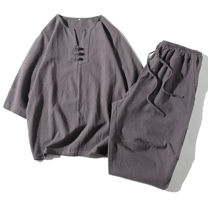 Stile giapponese Kimono T-shirt a maniche corte Pantaloni Due pezzi Top da uomo Pantaloni Abiti da uomo Giappone Harajuku Yukata Cardigan Costume