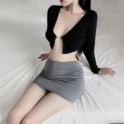 Minigonna attillata sottile sexy senza fodera Tinta unita Gonna corta trasparente per sollevamento fianchi a vita bassa Clubwear da donna