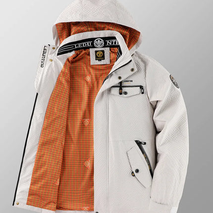 New Men's Trend Fashion Casual Windproof Waterproof Soft Shell Warm Coat Outdoor Sports Jogging Multi-Function Hooded Jacket