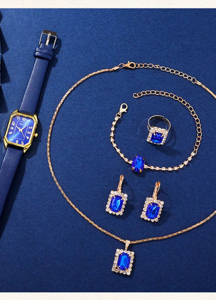Orologi da donna quadrati di moda di lusso Orologio da polso al quarzo da donna di marca Classico semplice Femme Cinturino in pelle blu Relogio Feminino platinumshop