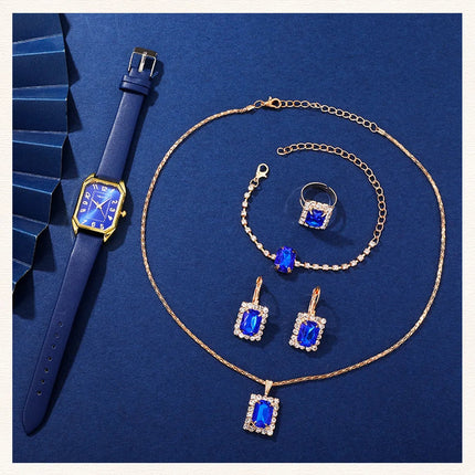 Orologi da donna quadrati di moda di lusso Orologio da polso al quarzo da donna di marca Classico semplice Femme Cinturino in pelle blu Relogio Feminino platinumshop