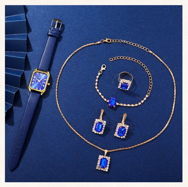 Orologi da donna quadrati di moda di lusso Orologio da polso al quarzo da donna di marca Classico semplice Femme Cinturino in pelle blu Relogio Feminino platinumshop