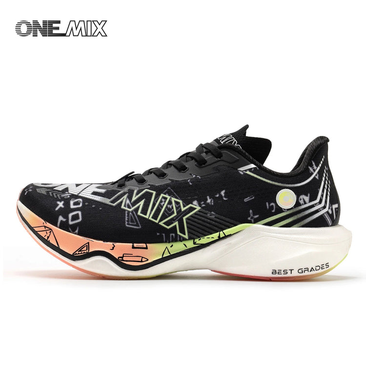 Scarpe da Corsa ONEMIX Marathon con Piastra in Carbonio, Supporto Professionale Stabile, Ammortizzazione, Ultra-leggere e Reattive per Uomo PlatiNum