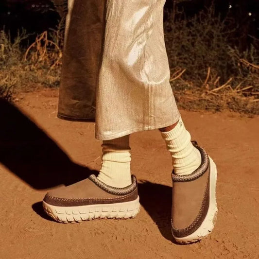 2025 Women Autumn and Winter Height Increasing Brand Design Comfortable and Casual Thick Soled Tire Sole Slip Sleeve Lazy Shoes