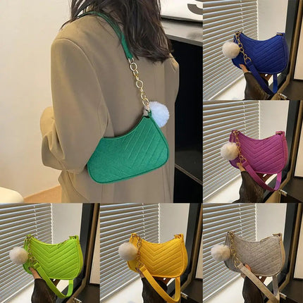 Mini Women Shoulder Bags Fashion Felt Women's Bag Design Advanced Underarm Handbags Mini Saddle Bag PlatiNum