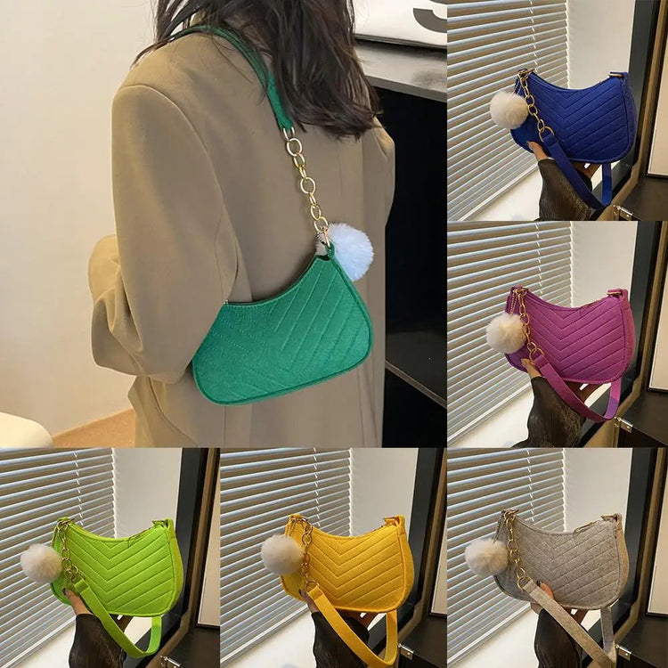 Mini Women Shoulder Bags Fashion Felt Women's Bag Design Advanced Underarm Handbags Mini Saddle Bag PlatiNum