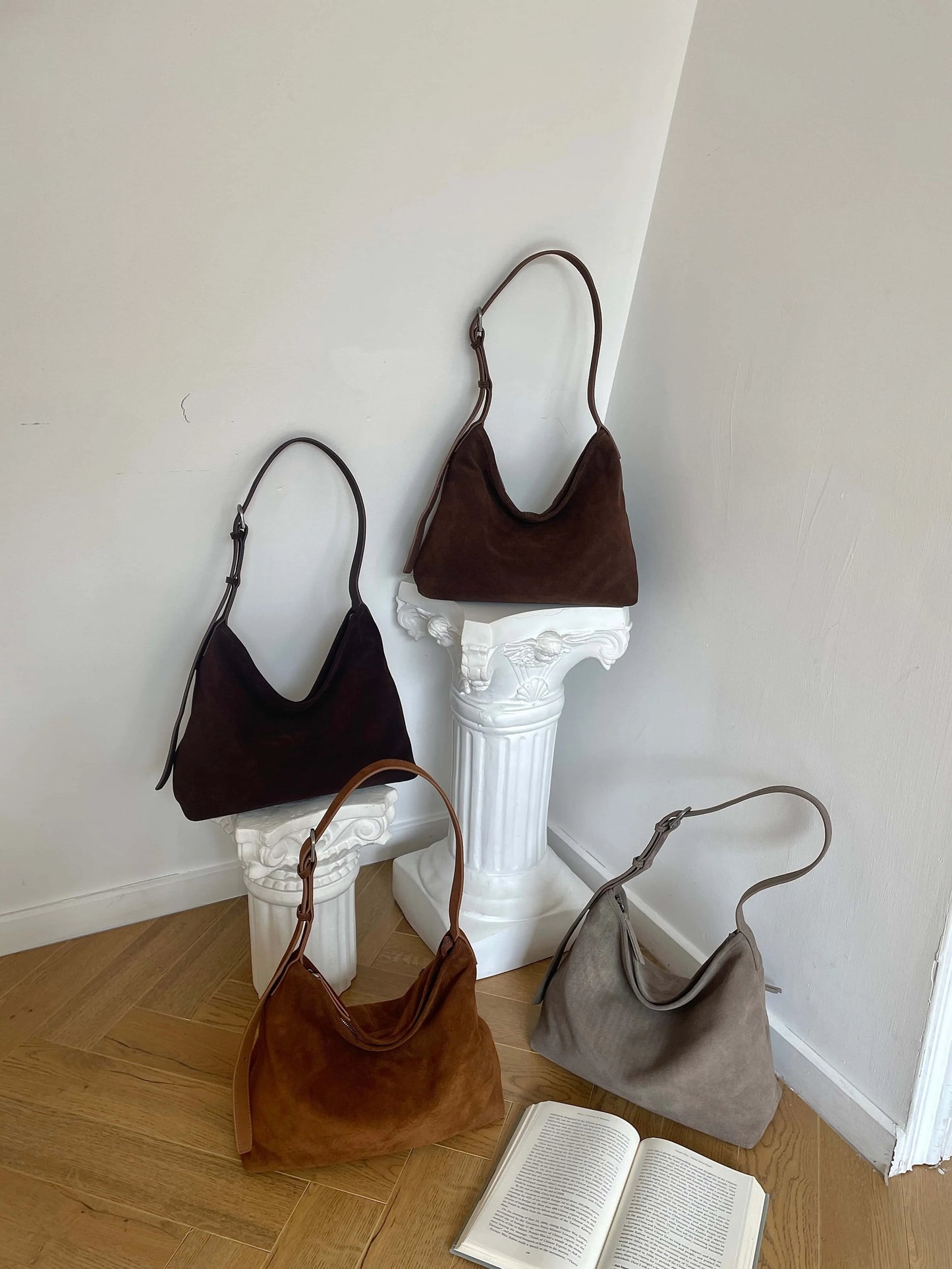 Motingsome Natural Soft Suede Woman Bags Large Capacity Handbag Big Underarm Messenger Bag Shoulder Purse Casual Tote 2025 New