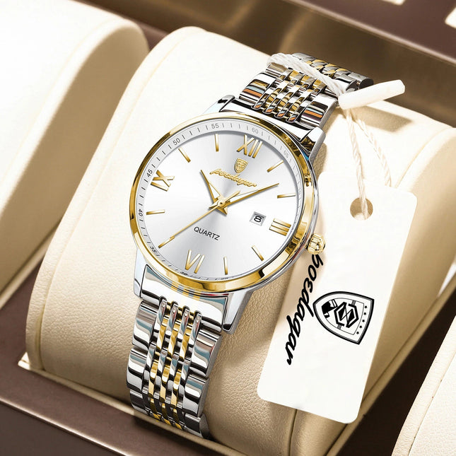 POEDAGAR Orologio da Donna Raffinato Impermeabile Luminoso con Data, Orologio da Polso Femminile di Alta Qualità in Acciaio Inossidabile, Elegante Orologio al Quarzo per Donne platinumshop