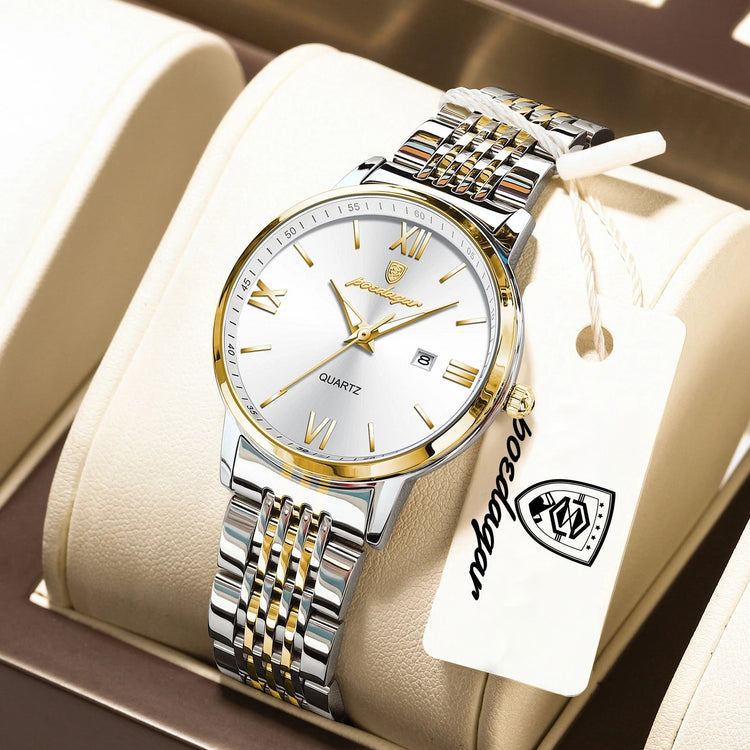 POEDAGAR Orologio da Donna Raffinato Impermeabile Luminoso con Data, Orologio da Polso Femminile di Alta Qualità in Acciaio Inossidabile, Elegante Orologio al Quarzo per Donne platinumshop
