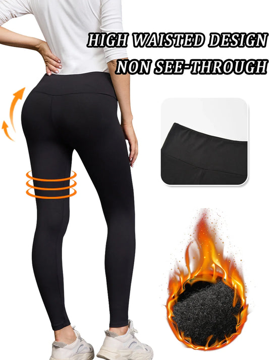 5 Pack Womens Thermal Fleece Lined High Waisted Leggings Workout Winter Warm Thick Tights Soft Yoga Pants