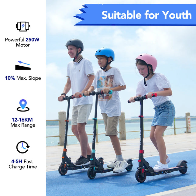 Monopattino elettrico RCB R15 per bambini da 8-16 anni, per bambini fino a 8 kg, pieghevole, doppio sistema frenante, autonomia massima 16 km