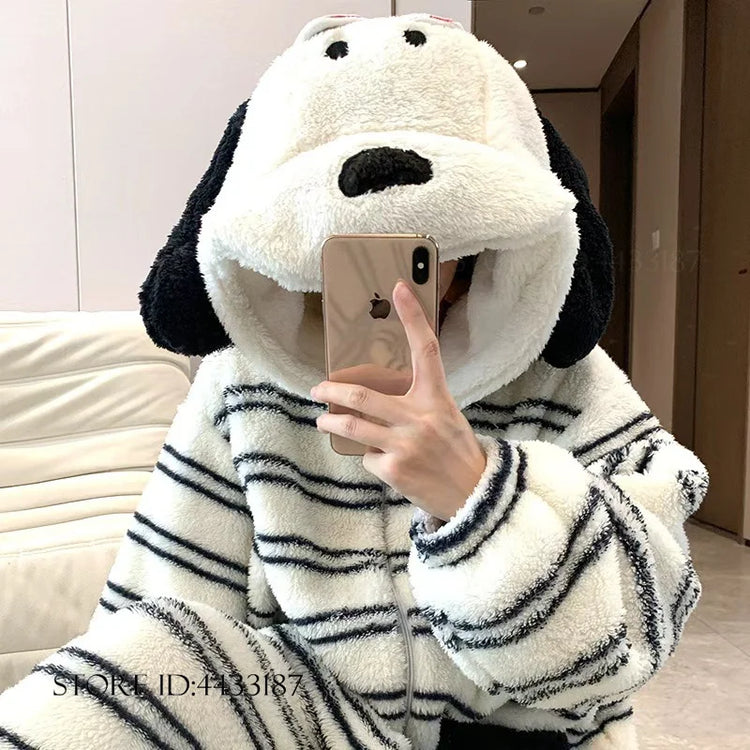 Winter New Cartoon Flannel Sleepwear Jumpsuit Pajama Kigurumi Thicken Coral Fleece Onesies Pyjamas Halloween Party Homewear