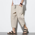 Pantaloni Estivi da Uomo 2026 Stile Cinese in Cotone e Lino, Pantaloni Harem Traspiranti da Spiaggia, Pantaloni Casual a Tre Quarti, Streetwear