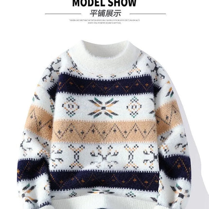 High Quality Sweater New Fashion Trend Printed Thickened Warm Knitted Sweater Autumn/winter Men's Casual Loose Sports top
