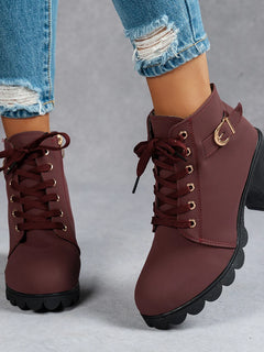 New Spring Winter Fashionable Versatile Women Boots Lace-up Fashionable Versatile Ladies Shoes Comfortable High Heels Boots