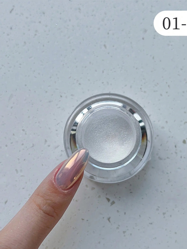 1 Box Moonlight Mirror Nail Powder Silver Fine Glitter Metallic Effect Pigment Gel Polish Chrome Holographic Nail Powder Nail Art Decorations